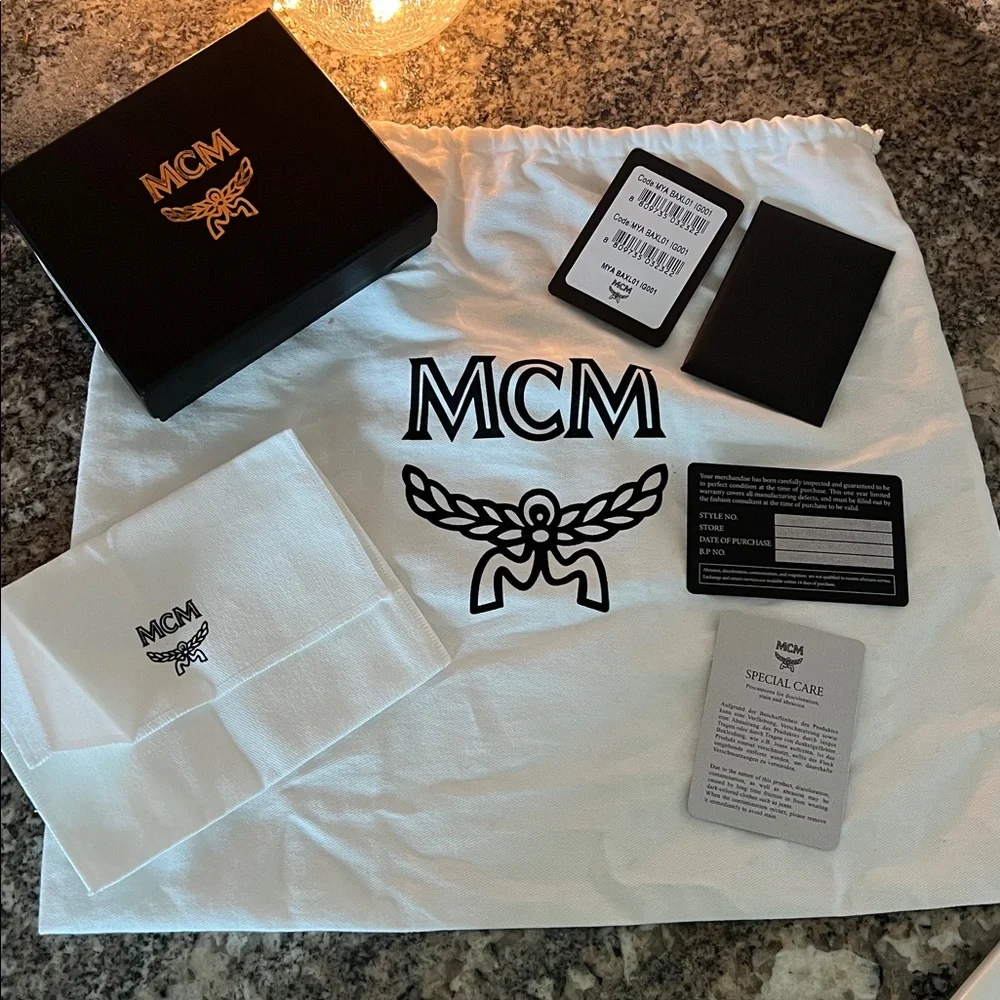 MCM Red and Cream Logo Crossbody Bag & Matching Card Holder